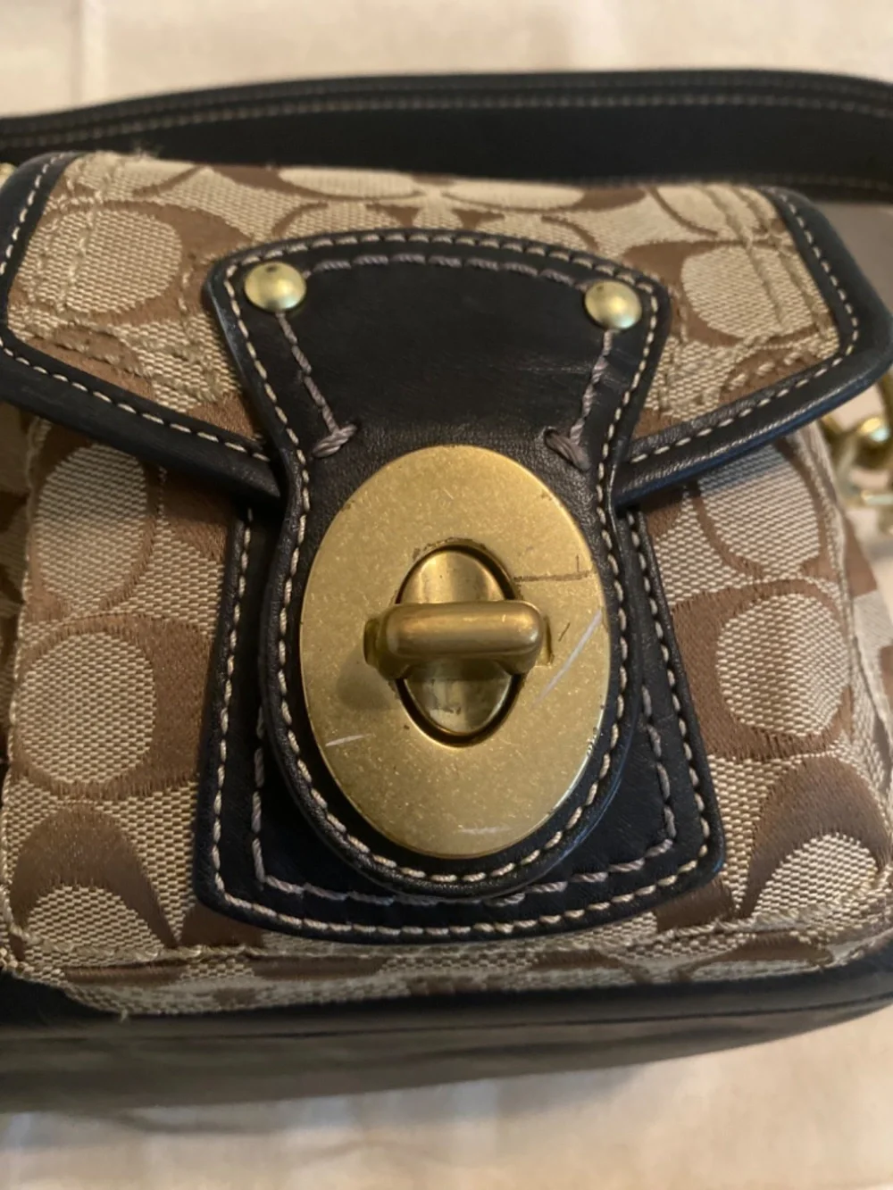Coach Legacy Signature Turn Lock Shoulder Bag H0826-F12869